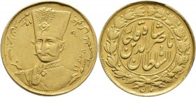 Iran: Nasir al-Din Shah AH 1264-1313:Toman AH 1306, Teheran. K.M. 933, Friedberg 62. 2,85 g. GOLD 900/1000, winz. Kratzer, sehr schön-vorzüglich.
 [p...