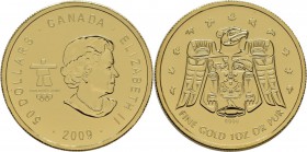 Kanada: Elizabeth II. 1952-,: 50 Dollars 2009, Vancouver - Thunderbird. KM# 1037. 31,11 g (1 OZ), 999/1000 Gold. Stempelglanz.
 [plus 0 % VAT]