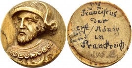 Frankreich: Franz I. 1515-1547: Geschnitztes Hochrelief-Medaillon o. J., Av: Brustbild Franz I., Rs: handschriftlicher alter Beschreibungszettel ”Fran...