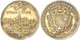 Frankreich: Elsass, Strassburg: Stadt-Medaille 1628 (von J. G. Lutz und F. Fechner), Av: Stadtansicht / R: Stadtschild in verzierter Kartusche, 26 mm,...