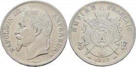 Frankreich: Napoleon III. 1852-1870: 5 Francs 1863 A, Auflage: 22.000 Exemplare, KM#799.1, sehr schön.
 [taxed under margin system]