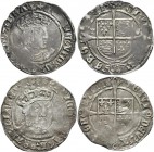 Großbritannien: Henry VIII. 1509-1547: Lot 2 Stück, Groat o. J., 2,24/2,38 g, g, Tower mint, leicht gewellt, schön-sehr schön.
 [taxed under margin s...