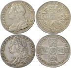 Großbritannien: Georg II. 1727-1760: Lot 4 Stück, Shilling 1737, 1743, 1745, 1750, sehr schön, sehr schön-vorzüglich.
 [taxed under margin system]...
