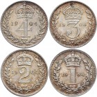Großbritannien: Edward VII. 1901-1910: Maundy Set 1,2,3,4 Pence 1904, vorzüglich, vorzüglich-Stempelglanz.
 [taxed under margin system]