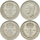 Großbritannien: Georg VI. 1936-1952: 3 x Maundy Set 1,2,3,4 Pence 1943, 1948, 1950, vorzüglich, vorzüglich-Stempelglanz.
 [taxed under margin system]...