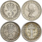 Großbritannien: Elizabeth II. 1952-,: Maundy Set 1,2,3,4 Pence 1963, vorzüglich, vorzüglich-Stempelglanz.
 [taxed under margin system]