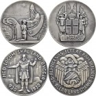 Island: Lot 2 Münzen: 5 Kronur 1930 Millenium (930-1930), dazu noch 10 Kronur o.J. (1930) 1.000 Jahre Althing. KM# M2 + M3. Wertangabe jeweils auf dem...