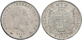 Italien: Napoleon I. 1805-1814: 5 Lire 1811 M (Mailand). Davenport 202, Pagani 29, Montenegro 225. 24,97 g. Fast vorzüglich.
 [taxed under margin sys...