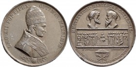 Italien: Kirchenstaat, Leo XII. 1823-1829: Bleimedaille 1828 von F.Putinati, auf die Wiederherstellung der Basilika zu Ostia, 47mm, 60 g, Wurzb.4987, ...