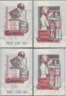 Italien: Lot 2 Stück Briefmarkennotgeld, ”Kunstfarben Gnocchi und Klebestoffe”, 2 bedruckte Pergamenttütchen mit 2 x 25 Lire Briefmarken und 1 x 100 L...
