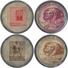 Italien: Lot 2 Stück, Briefmarken-Kapsel-Geld ”Ferro China Bisleri - Farmacia Crosetti”, zu 20 und zu 30 Centesimi (Serie der zerstörten Denkmäler Nr....