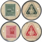 Italien: Lot 2 Stück, Briefmarken-Kapsel-Geld ”Motori Lombardini Reggio Emilia”, zu 20 und zu 30 Centesimi (Serie der zerstörten Denkmäler Nr. 496,497...