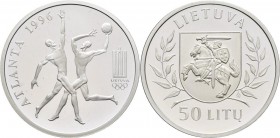 Litauen: 50 Litu 1996, Olympisch Spiele in Atlanta. KM# 101. In Kapsel, ohne Etui/Zertifikat, polierte Platte.
 [taxed under margin system]