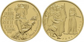 Österreich: 2. Republik ab 1945: Serie Schicksale im Hause Habsburg: 1000 Schilling 1997 Marie Antoinette, Friedberg 926, 16,08 g, 995/1000 Gold. In K...