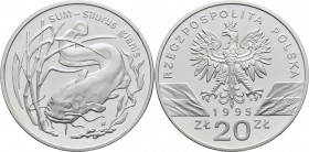 Polen: 20 Zlotych 1995, Wels / Sum / Silurus glanis, KM# Y 290. Polierte Platte.
 [taxed under margin system]