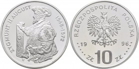 Polen: 10 Zlotych 1996, Zygmunt II. August, KM# Y 308. Polierte Platte.
 [taxed under margin system]