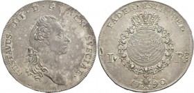 Schweden: Gustav III. 1771-1792: Riksdaler 1790, Stockholm, 29,29 g, Davenport 1736, Ahlström 52, sehr schön-vorzüglich.
 [taxed under margin system]...