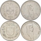 Schweiz: Eidgenossenschaft: Lot 2 Stück, 5 franken 1923B + 5 Franken 1925B, HMZ 2-1199c,e, sehr schön, vorzüglich.
 [taxed under margin system]