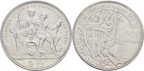 Schweiz: Eidgenossenschaft: Schützentaler zu 5 Franken 1883, Trio Federale in Lugano, MHZ 2-1343n, 24,9 g, Auflage: 30.000 Exemplare, winzige Kratzer,...