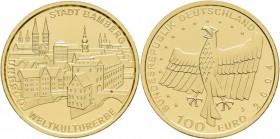 Deutschland: 100 Euro 2004 Bamberg (A), in Originalkapsel und Etui, mit Zertifikat, Jaeger 509. 15,55 g, (1/2 OZ) 999/1000 Gold. Stempelglanz.
 [plus...