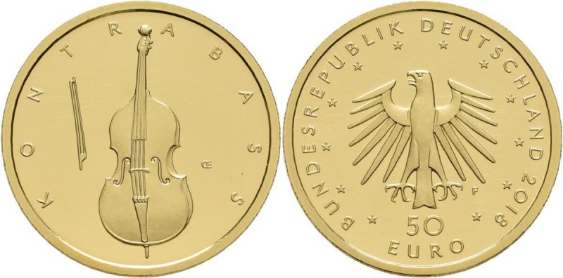 Deutschland: 4 x 50 Euro 2018 Musikinstrumente: Kontrabass (A,D,F,J), in Origina...