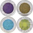 Österreich: Lot 4 Münzen a 25 Euro: 2005 Fernsehen, 2006 Satellitennavigation, 2007 Luftfahrt, 2008 Licht. Münzen sind aus Silber-Niob-Legierung. In S...
