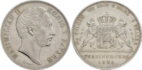Bayern: Maximilian II. Joseph 1848-1864: Doppeltaler 1855, AKS 146, Jaeger 85, kl. Randfehler, Kratzer, sehr schön+.
 [taxed under margin system]