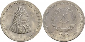 DDR: 20 Mark 1966, Gottfried Wilhelm Leibniz, Jaeger 1518, kleiner Punkt, schöne Patina, vorzüglich.
 [taxed under margin system]