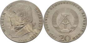 DDR: 20 Mark 1967, Wilhelm von Humboldt, Jaeger 1520, leicht fleckig, Stempelglanz.
 [taxed under margin system]