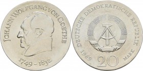 DDR: 20 Mark 1969, Johann Wolfgang von Goethe, Jaeger 1525, Stempelglanz.
 [taxed under margin system]