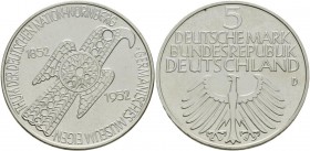 Bundesrepublik Deutschland 1948-2001: 5 DM 1952 D, Germanisches Museum, Jaeger 388, feine Kratzer, fast vorzüglich.
 [taxed under margin system]