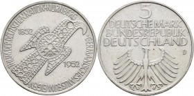Bundesrepublik Deutschland 1948-2001: 5 DM 1952 D, Germanisches Museum, Jaeger 388, Kratzer, sehr schön.
 [taxed under margin system]