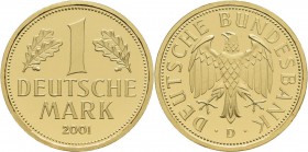 Bundesrepublik Deutschland 1948-2001 - Goldmünzen: Goldmark 2001 D (München), Jaeger 481, in Originalkapsel, 12,0 g, 999/1000 Gold, stempelglanz.
 [p...