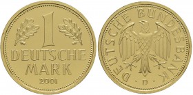 Bundesrepublik Deutschland 1948-2001 - Goldmünzen: Goldmark 2001 D (München), Jaeger 481, in Originalkapsel, 12,0 g, 999/1000 Gold, stempelglanz.
 [p...