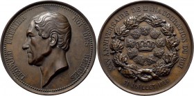 Medaillen alle Welt: Belgien, Leopold I. 1830-1865: Bronzemedaille 1856, von L. Wiener, auf sein 25jähriges Regierungsjubiläum, 75 mm, 176,71 g, min. ...