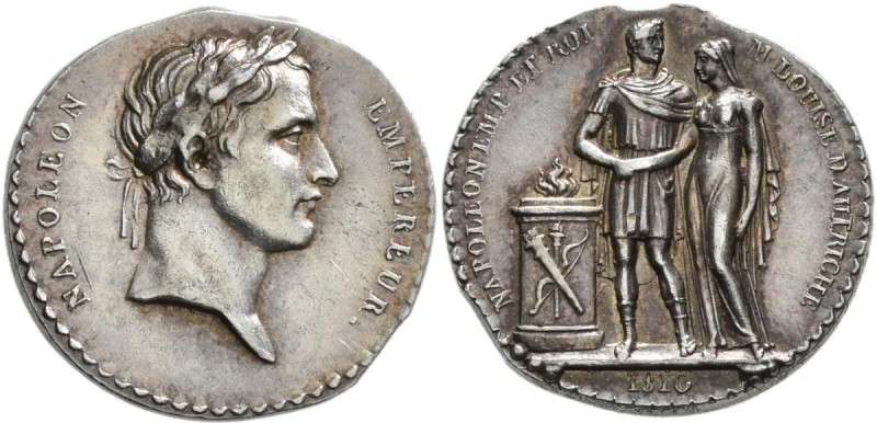 Medaillen alle Welt: Frankreich, Napoleon I. 1804-1814: Silberne Miniaturmedaill...