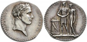 Medaillen alle Welt: Frankreich, Napoleon I. 1804-1814: Silberne Miniaturmedaille 1810, auf seine Vermählung mit Marie Louise von Österreich, 13,45 mm...