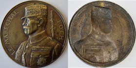 Medaillen alle Welt: Frankreich/Belgien:Bronzemedaille (Hohlguß) o.J. von C. Devreese, auf Maréchal Ferdinand Jean Marie Foch (1851-1929), Oberbefehls...