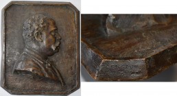 Medaillen alle Welt: Frankreich: Große Hochrelief - Bronzegussplakette 1892,signiert E. Gruet JNE, Fondeur Paris, gewidmet den Freunden G. Dupont und ...