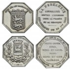 Medaillen alle Welt: Frankreich: Lot 2 Silbermedaillen / Jetons oktonal / achteckig. 1. von Depaulis: Normandie - Feuerversicherung 1840. 2. von Borre...