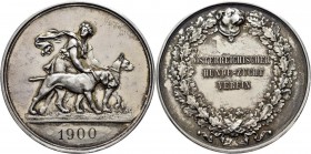 Medaillen alle Welt: Österreich: Silbermedaille o. J., von Jauner, Gravur 1900, Preismedaille des Österreichischen Hunde-Zucht Verein, 51,3 mm, 37 g, ...