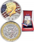 Medaillen alle Welt: 3 OZ Silbermedaille auf John F. Kennedy, Presidental Investment Gedenkprägung. Als Motiv diente die 1/2 USD Münze. Farbapplikatio...