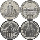 Medaillen Deutschland: 1. Deutsches Bundes Schießen 1862 in Frankfurt a.M.: Lot 4 Medaillen, Silbermedaille 1862, Gedenktaler von A. Nordheim,33 mm,Sl...