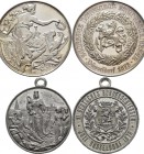 Medaillen Deutschland: 6. Deutsches Bundes-Schießen 1878 in Düsseldorf: Lot 2 Medaillen, Silbermedaille 1878, von Kullrich, 40,5 mm, Slg. Peltzer 1027...