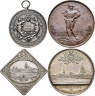Medaillen Deutschland: 9. Deutsches Bundes-Schießen 1887 in Frankfurt a.M.: Lot 6 Medaillen, Silbermedaille 1887 von Lauer, 40 mm, Slg. Peltzer 1092 /...