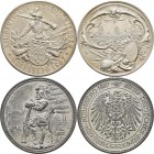 Medaillen Deutschland: 12. Deutsches Bundes-Schießen 1897 in Nürnberg: Lot 2 Medaillen, Silbermedaille 1897 von Balmberger, 40 mm, Slg. Peltzer 1549, ...