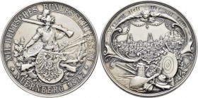Medaillen Deutschland: 12. Deutsches Bundes-Schießen 1897 in Nürnberg: Silbermedaille 1897 von Balmberger, 40 mm, 29,39 g, Slg. Peltzer 1549, kleine K...