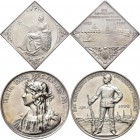Medaillen Deutschland: 13. Deutsches Bundes-Schießen 1900 in Dresden: Lot 2 Medaillen, Silberklippe 1900 von Glaser & Sohn, 34 x 34 mm und Silbermedai...