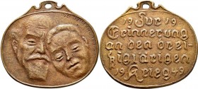 Medaillen Deutschland: Ehemedaille: Ovale Bronzegussmedaille 1950 von Konrad Geldmacher (1873-1965): Zum 30jähriges Hochzeitjubiläum, ”ZUR ERINNERUNG ...