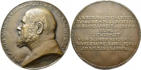 Medaillen Deutschland: Karlsruhe: Bronzegußmedaille 1917 von A. Walder, auf den 70. Geburtstag des Karlsruher Architekten Hermann Walder (1847-1921), ...